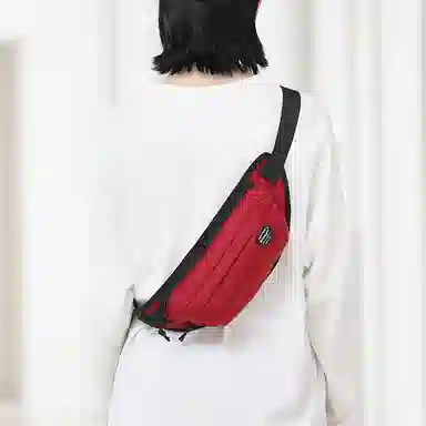 木村耀司 潮牌男休闲百搭大容量随身旅行轻便时尚潮流女 牛津纺 胸包斜挎包单肩包 常规 男女同款 黑色/红色