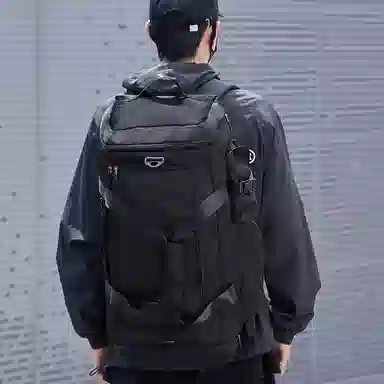 木村耀司 纯色大容量轻便多功能多袋 牛津纺 收纳袋健身包游泳包干湿分离袋行李包旅行包双肩包 大号 男女款 黑色