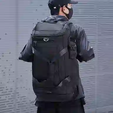 木村耀司 纯色大容量轻便多功能多袋 牛津纺 收纳袋健身包游泳包干湿分离袋行李包旅行包双肩包 大号 男女款 黑色