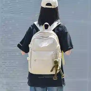 木村耀司 休闲简约百搭大容量初高中大学生通勤潮流多功能旅游 牛津纺 双肩包书包旅行包电脑包背包 常规 女款 黑色/卡其色