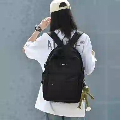 木村耀司 休闲简约百搭大容量初高中大学生通勤潮流多功能旅游 牛津纺 双肩包书包旅行包电脑包背包 常规 女款 黑色/卡其色