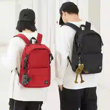 木村耀司 休闲运动简约百搭大容量通勤潮流多功能旅游运动多口袋 牛津纺 电脑包旅行包背包双肩包 男女同款 黑色/红色 大号