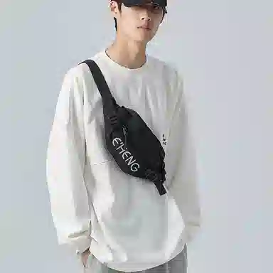 木村耀司 潮牌男休闲百搭大容量随身旅行轻便时尚潮流女 牛津纺 胸包斜挎包单肩包饺子包小挎包 常规 男女同款 黑色