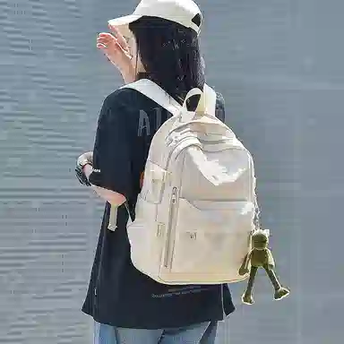 木村耀司 休闲简约百搭大容量初高中大学生通勤潮流多功能旅游 牛津纺 双肩包书包旅行包电脑包背包 常规 女款 黑色/卡其色