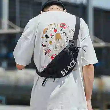 木村耀司 潮牌男休闲百搭大容量随身旅行轻便时尚潮流女 牛津纺 胸包斜挎包单肩包饺子包小挎包 常规 男女同款 黑色