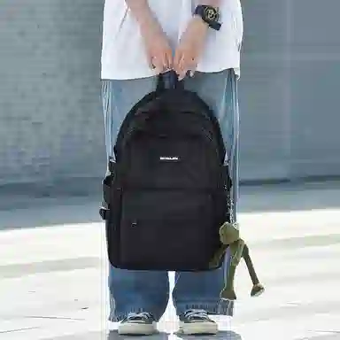 木村耀司 休闲简约百搭大容量初高中大学生通勤潮流多功能旅游 牛津纺 双肩包书包旅行包电脑包背包 常规 女款 黑色/卡其色