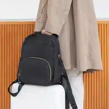 木村耀司 休闲简约百搭校园大容量通勤上班 涤纶 双肩包书包旅行包电脑包背包 女款 卡其色/灰色/粉色/黑色 常规