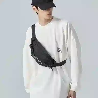 木村耀司 潮牌男休闲百搭大容量随身旅行轻便时尚潮流女 牛津纺 胸包斜挎包单肩包饺子包小挎包 常规 男女同款 黑色