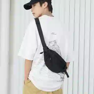 木村耀司 潮牌男休闲百搭大容量随身旅行轻便时尚潮流女 牛津纺 胸包斜挎包单肩包饺子包小挎包 常规 男女同款 黑色