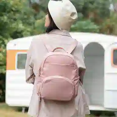 木村耀司 休闲简约百搭校园大容量通勤上班 涤纶 双肩包书包旅行包电脑包背包 女款 卡其色/灰色/粉色/黑色 常规