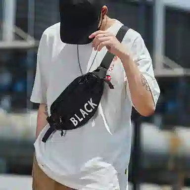 木村耀司 潮牌男休闲百搭大容量随身旅行轻便时尚潮流女 牛津纺 胸包斜挎包单肩包饺子包小挎包 常规 男女同款 黑色