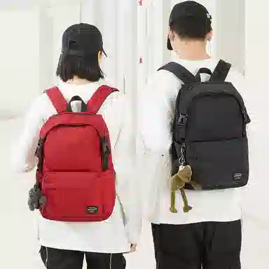 木村耀司 休闲运动简约百搭大容量通勤潮流多功能旅游运动多口袋 牛津纺 电脑包旅行包背包双肩包 男女同款 黑色/红色 大号