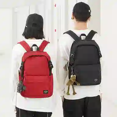 木村耀司 休闲运动简约百搭大容量通勤潮流多功能旅游运动多口袋 牛津纺 电脑包旅行包背包双肩包 男女同款 黑色/红色 大号