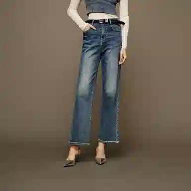 森马 阔腿抓绒长裤牛仔裤 女款