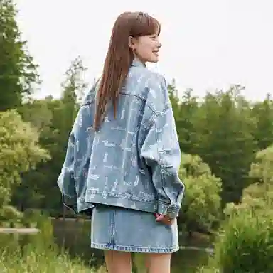 森马 满印宽松牛仔外套 女款