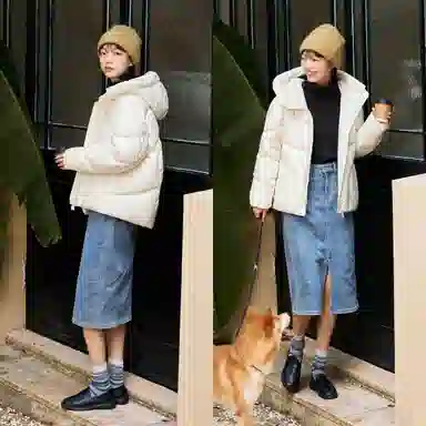 森马 超级植物系列 防水连帽长袖羽绒服 女款