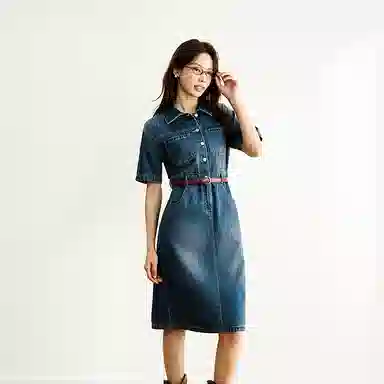 森马 森柔开叉工装短袖连衣裙 女款