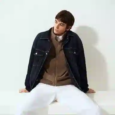 森马 做旧复古牛仔外套夹克羽绒服 男款