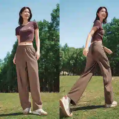 森马 中腰纯色阔腿休闲裤 女款