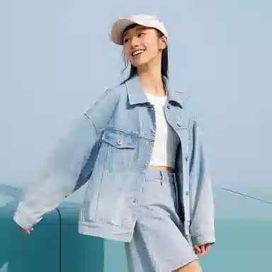 森马 渐变宽松刺绣牛仔夹克 女款