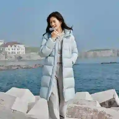 森马 超级植物系列 纯色防水加厚保暖连帽中长款羽绒服 女款