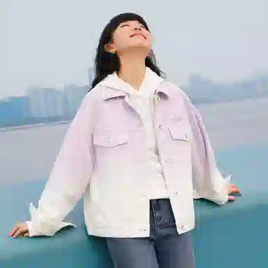 森马 渐变宽松刺绣牛仔夹克 女款