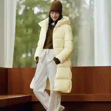 森马 超级植物系列 纯色防水加厚保暖连帽中长款羽绒服 女款