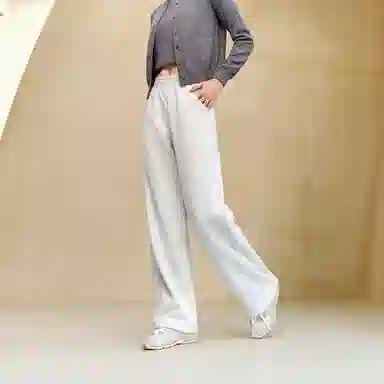 森马 摇粒绒纯色中腰阔腿休闲裤 女款