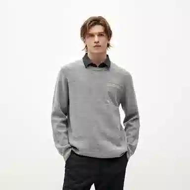 森马 假两件衬衫领毛衫 男款