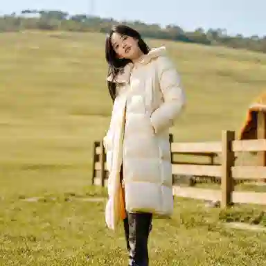 森马 超级植物系列 纯色防水加厚保暖连帽中长款羽绒服 女款