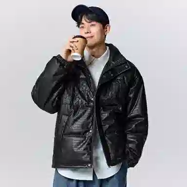 森马 绣花宽松保暖棉服 男款 黑色