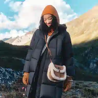 森马 超级植物系列 纯色防水加厚保暖连帽中长款羽绒服 女款