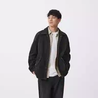 森马 休闲设计感格子牛仔夹克外套 男款