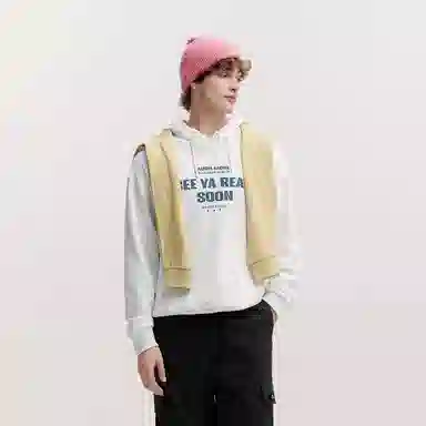 森马 时尚印花宽松连帽卫衣 男款