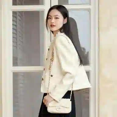 森马 短款修身格子粗花呢夹克外套 女款