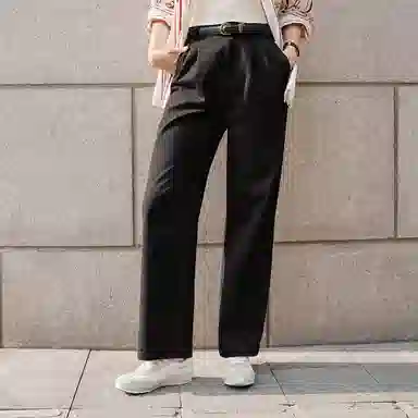 森马 舒适简约纯色中腰宽松休闲裤 女款