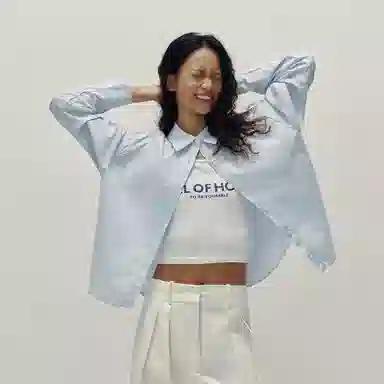 森马 宽松字母纽扣宽松纯色长袖衬衫 女款