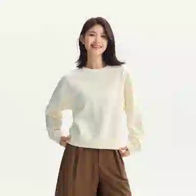 森马 圆领宽松纯色长袖卫衣 女款