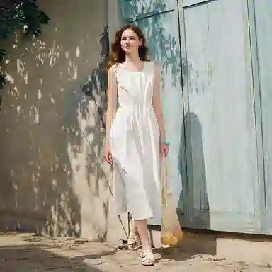 森马 纯色通勤百搭无袖连衣裙 女款