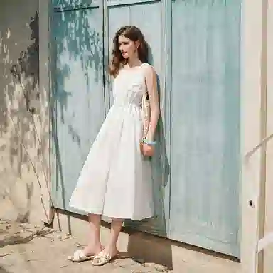 森马 纯色通勤百搭无袖连衣裙 女款