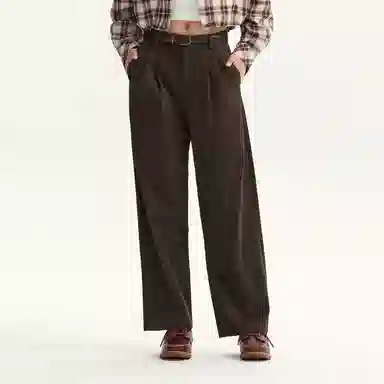 森马 舒适简约纯色中腰宽松休闲裤 女款