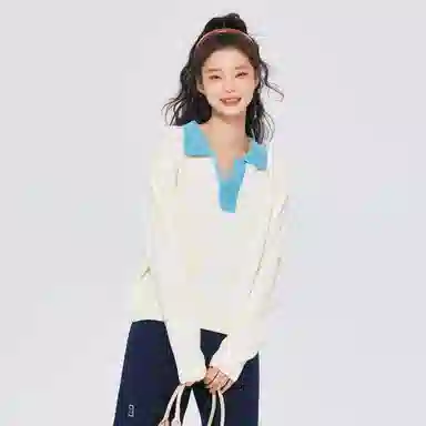 森马 宽松撞色套头长袖针织衫 女款