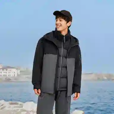 森马 三合一四防连帽时尚羽绒服 男