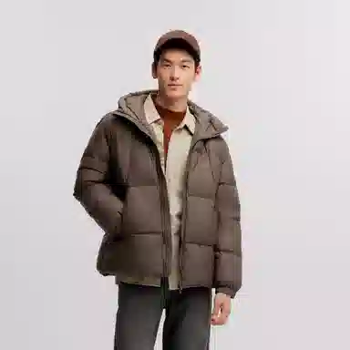 森马 纯色保暖宽松无帽立领羽绒服 男款