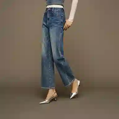 森马 阔腿抓绒长裤牛仔裤 女款