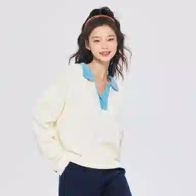 森马 宽松撞色套头长袖针织衫 女款