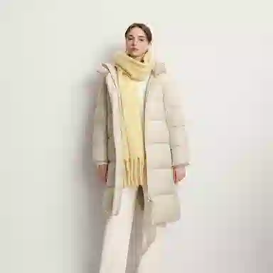 森马 超级植物系列 纯色防水加厚保暖连帽中长款羽绒服 女款