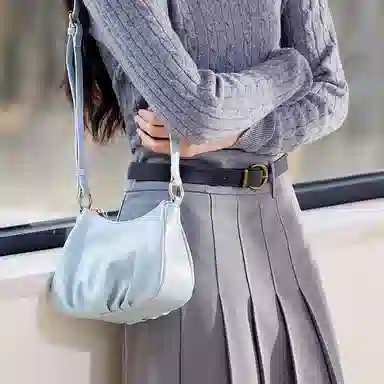 森马 温柔时尚质感单肩包 织物拼尼龙 精致休闲通勤斜挎包 女款