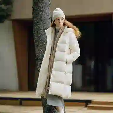 森马 超级植物系列 纯色防水加厚保暖连帽中长款羽绒服 女款