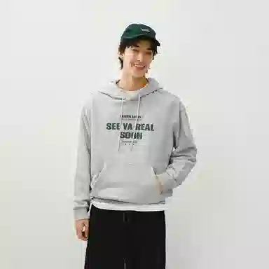 森马 时尚印花宽松连帽卫衣 男款